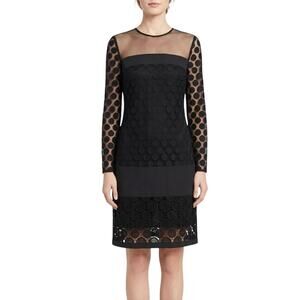 Diane Von Furstenberg Enny Black Dot Pattern Long Sleeve Dress Size 2